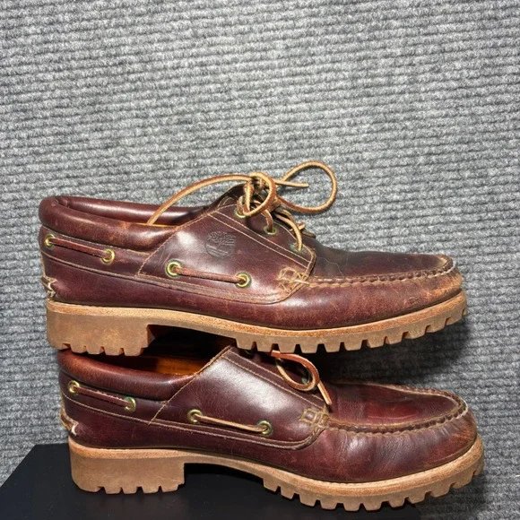 Timberland 3-Eye Classic Lug Boat Shoes Burgundy Leather Mens 11.5 M USA 50009