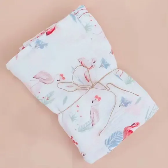 100% cotton Muslin Swaddle blankets Nature Flamingo print