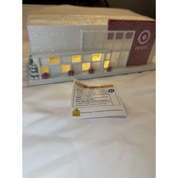 Target Store Bullseye Playground Light Up Snow Glitter Christmas Village Display