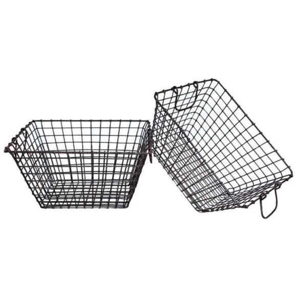 Large Wire Basket with Copper Handle Pewter-1ct