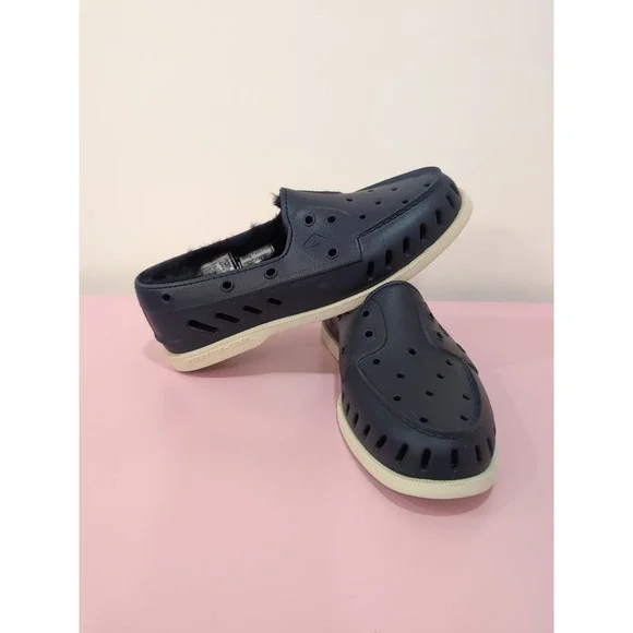 Sperry Women's Navy Float Boat Shoes with Faux Fur Lining Size‎ 9 NWOT