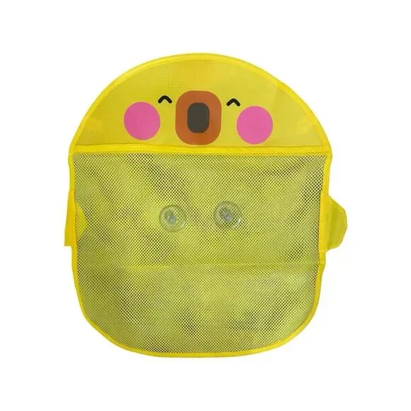 Kids Bath Toy Storage Organizer Mesh Bag Suction Cups No Hooks Yellow