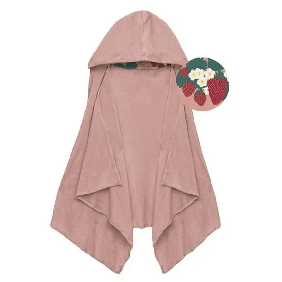 🔥clearancTerry Hooded Towel with Lined Hood in Blush with Blush Strawberry Farm