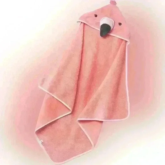 Pink Flamingo Hooded Towel Infant Baby Nursery Bath Cloud Island Gift si…
