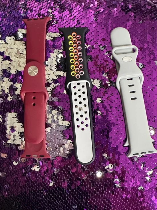 Silicone Replacement Watch Bands - Burgundy, Black/White, Light Gray