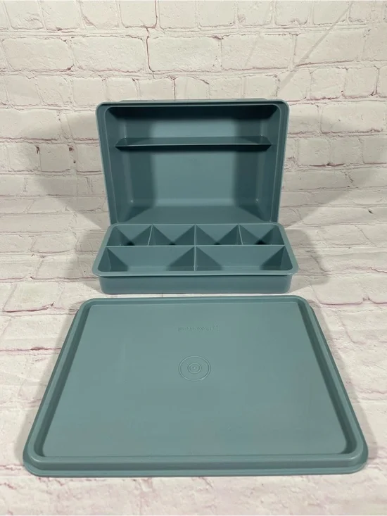 Vintage Tupperware Tuppercraft Stow-N-Go Light Blue Storage Container with Lid
