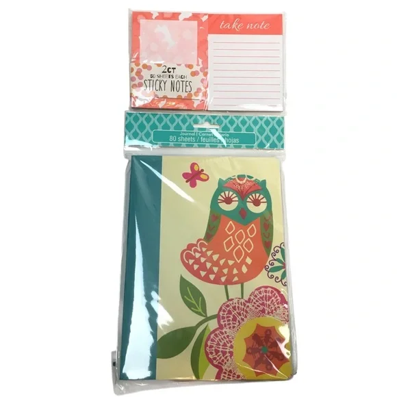 Planner Kit Stationery Set Owl Journal Sticky Notes Orange Pink Floral Target