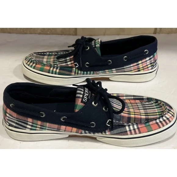 Men's Sperry 2 Eye Madras Plaid‎ Boat Shoes Mens 11.5 STS22097 Excellent!