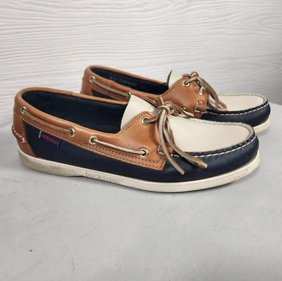 Sebago Men's Dockside Boat Shoes Size 8.5 Wide Loafers Navy Brown