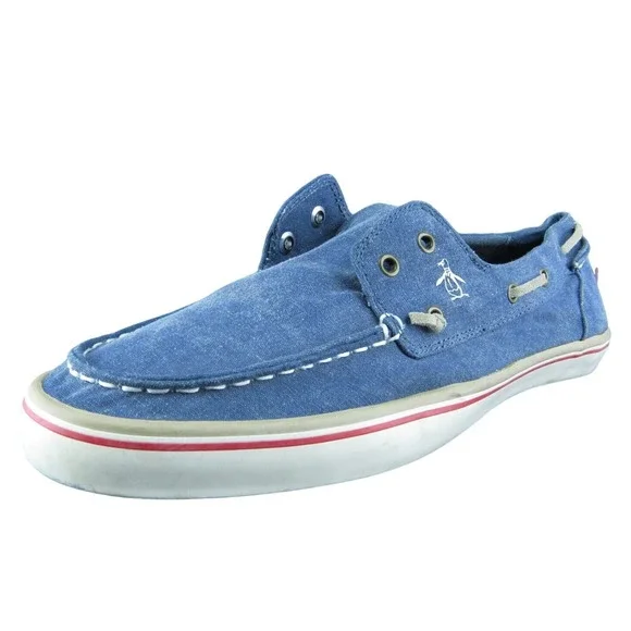 Penguin Munsingwear Catamaran Men Boat Shoe Blue Fabric‎ Lace Up Size 12 Medium