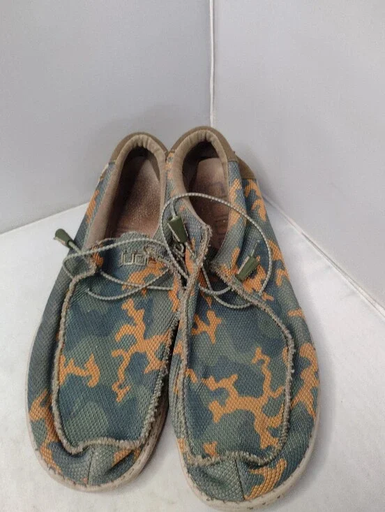 Hey Dude Mens Wally Sox Shoes Slip-On Loafer Camo Sz 13 Green Camouflage A30