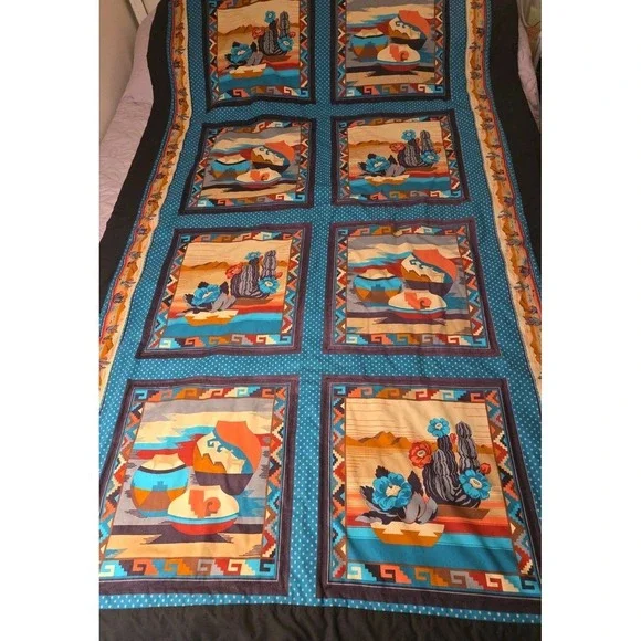 Handmade Aztec Southwestern Quilt‎ Throw Lap Blanket Wall Hanging Cotton 78