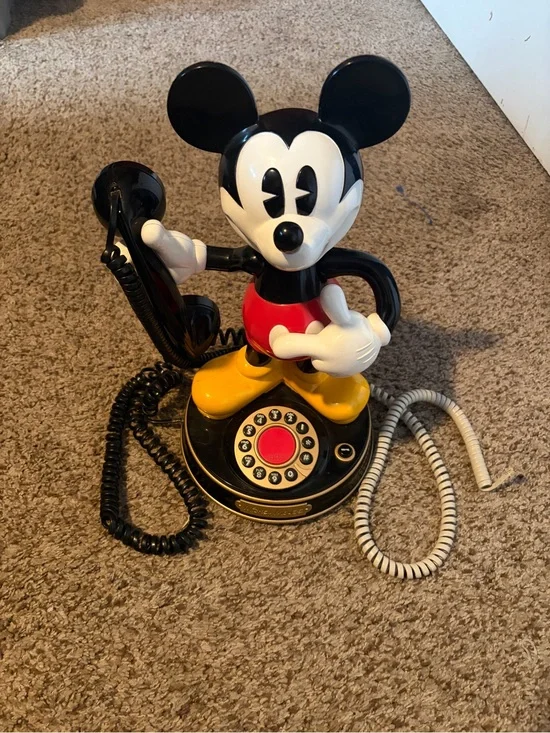 Mickey Mouse Retro Rotary Telephone - Black, Red, Yellow, White