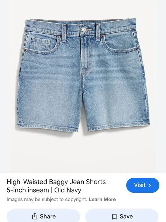 Old Navy Light Blue High-Waisted Baggy Jean Shorts size 4