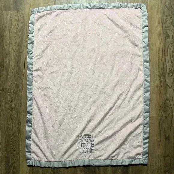 Carters Baby Girl Pink Blanket Sweet Dreams Little One Gray Trim Fleece