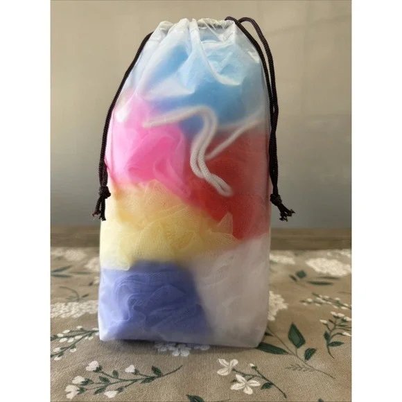 Bath Sponges Kids‎ 8 Pack Small Colorful Shower Mesh Pouf Body Scrubber Ball New