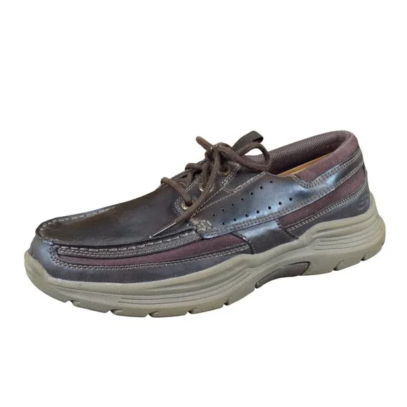 Skechers SN 66298 Mens Relaxed Fit Boat Shoe Size 9 Casual Walking Dark Brown