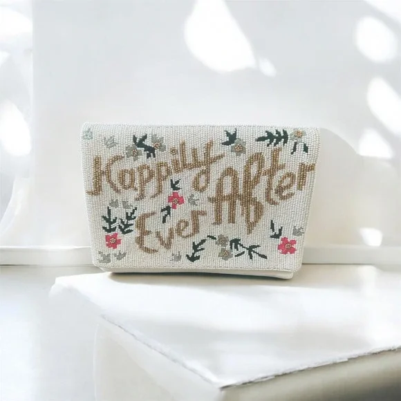 Happily Ever After Hand Beaded Women's Clutch‎ Purse Evening Bridal Bag