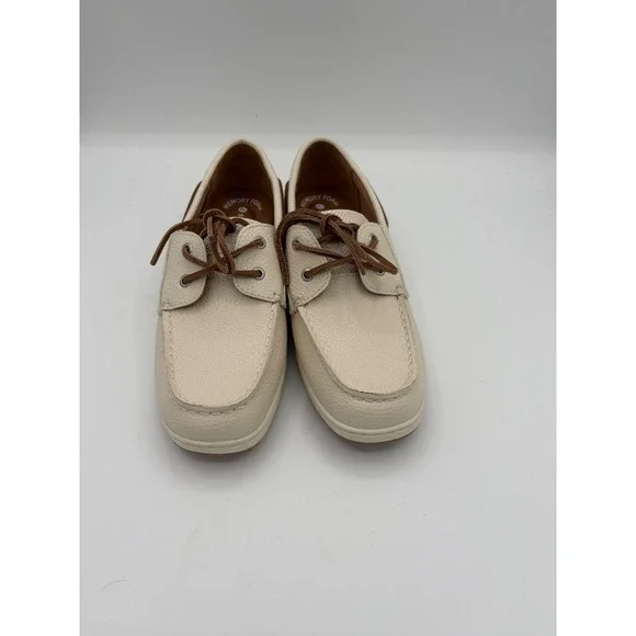 Sperry Whalefish Mens 8.5 Cream Leather Boat Shoes Memory Foam 105582 Loafers