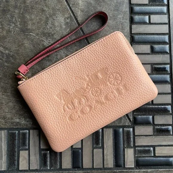 Coach Corner Zip Wristlet In Colorblock With Horse And Carriage