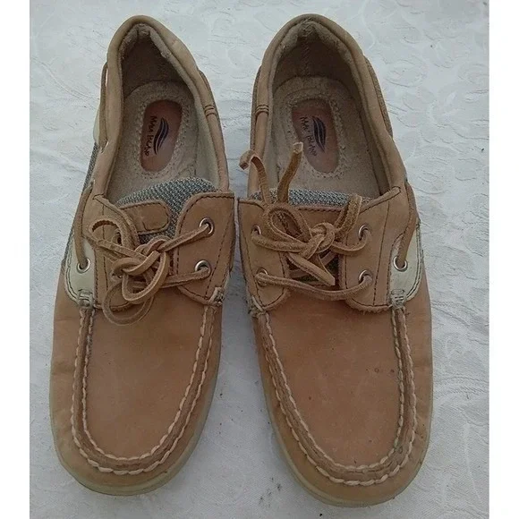 Maui Island Marlin Tan Leather Boat Shoes Mens 7M‎ Nautical Loafers 747032