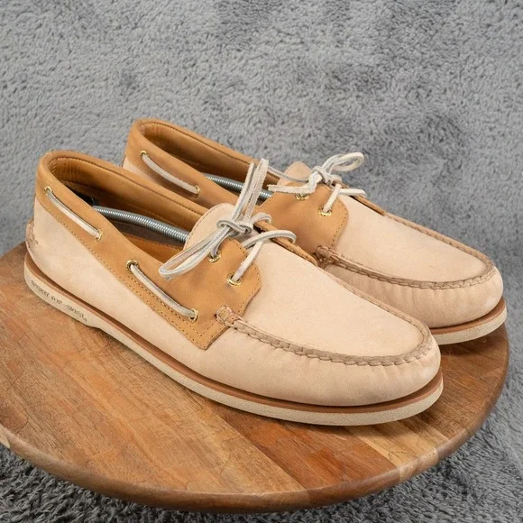 Sperry Gold Cup Boat Shoes Mens 15 M A/O 2-Eye 2-Tone Cream Leather Preppy