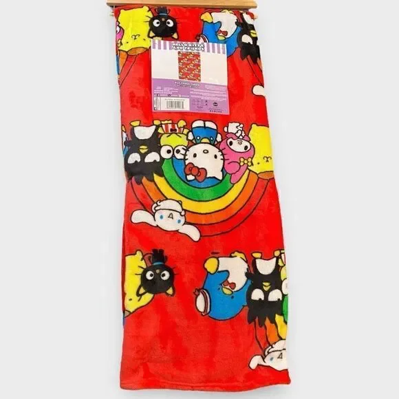 Hello Kitty And Friends Rainbow Silk Touch Pink Throw Blanket 50