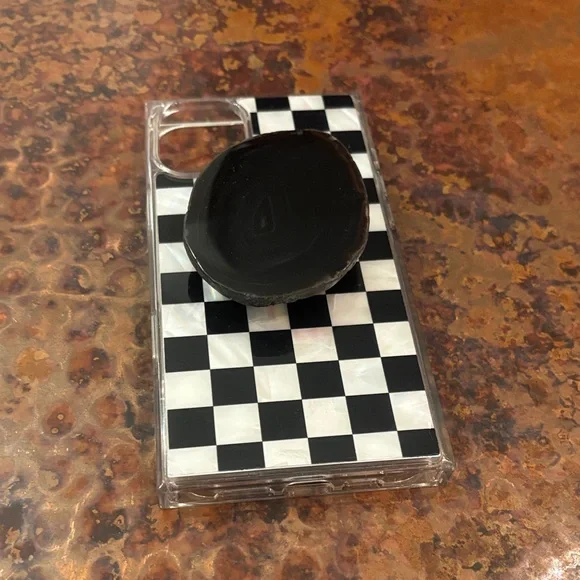 11 pro max Apple Checkered Phone Case with a stone Grip