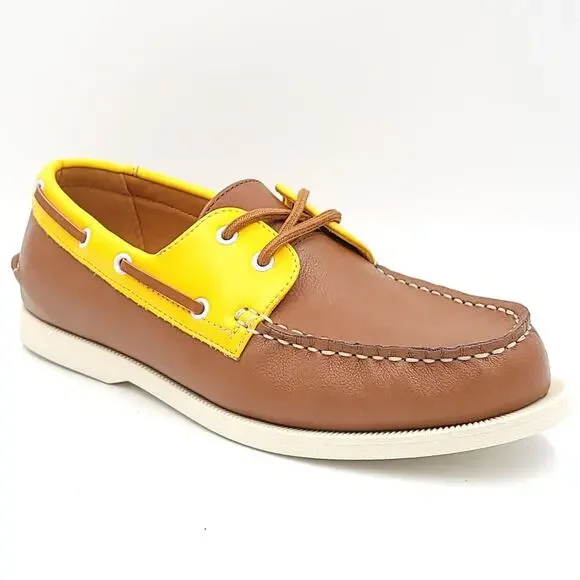 Men’s Tan Yellow Boat Shoes Faux Leather Loafers Slip-On Size 8 NWT Club Room