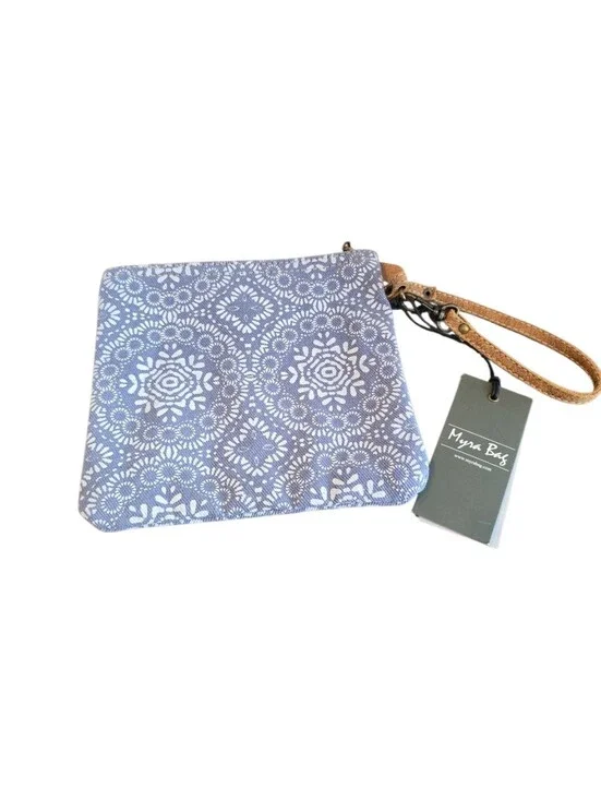 Myra Mandella Print Lavender Zip Wristlet Pouch