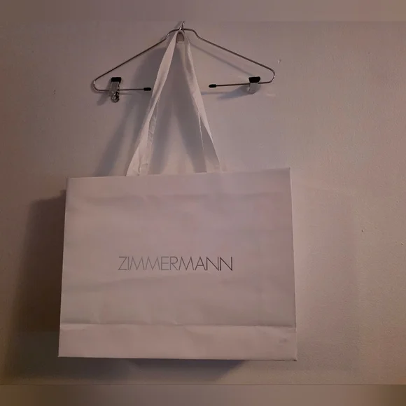 Authentic Zimmermann White Shopping Bag with Iridescent Logo – Large 18”x 14”x5
