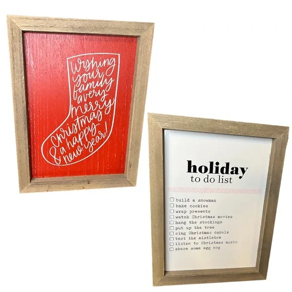 TARGET: Reversible Christmas Tabletop Wooden Sign