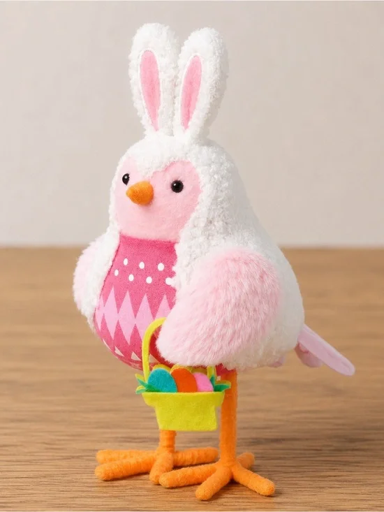 Target Featherly Friends Spritz Easter / Spring White & Pink Fuzzy Bunny Bird