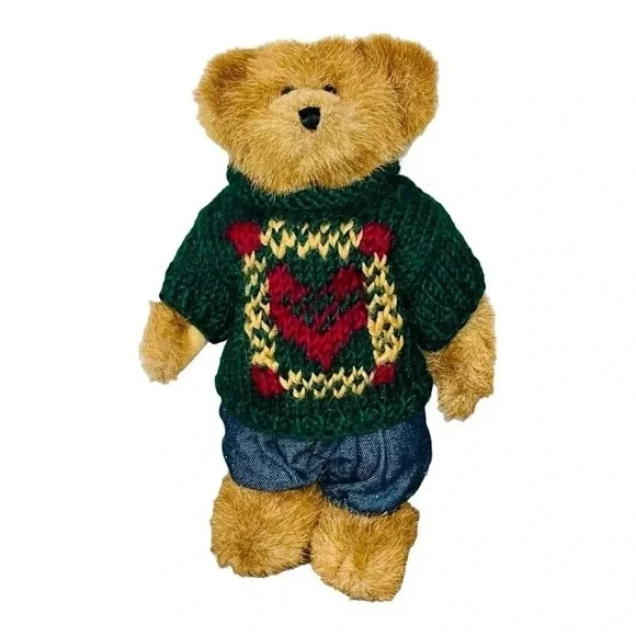 Boyds Bears Edmund T Bear‎ Fall 1996 Green Sweater Jeans Overalls 10