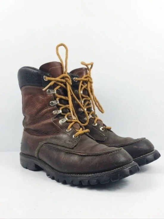 Vintage Chippewa Brown Leather Men's Work Boots Size 9 E