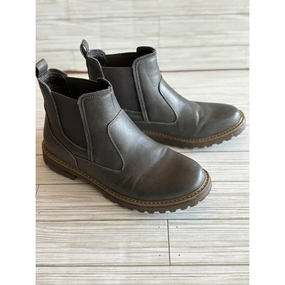 Bruno Marc ENGLE-03 Mens Chelsea‎ Boots Grey Faux Leather Ankle Lug Sole Size 8