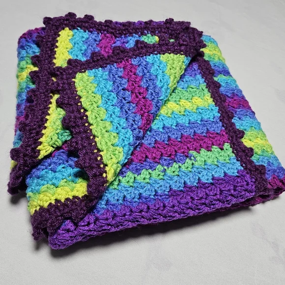 *New* Crochet afghan baby throw striped blanket  app. 35