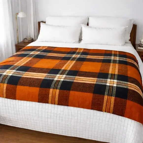 VTG Lambs Wool Tartan Plaid Campfire Blanket – 86