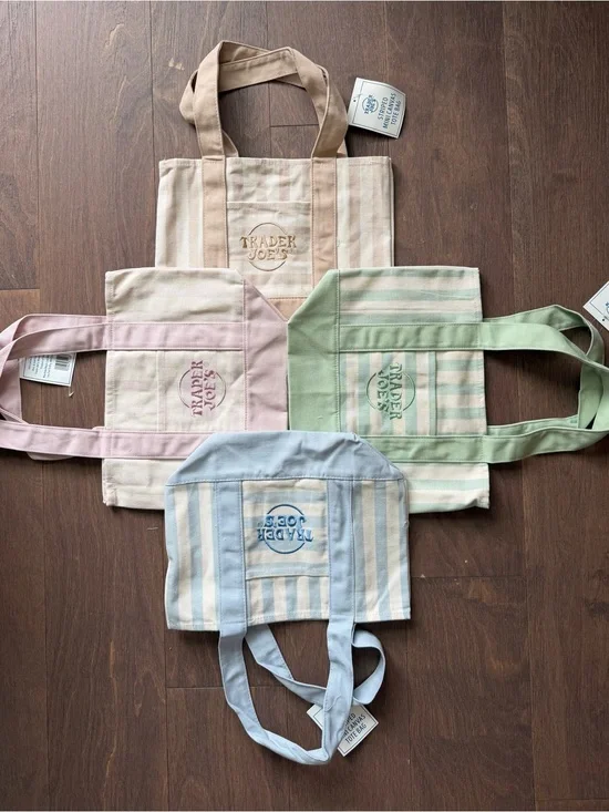 Trader Joe’s Pastel Stripe Reusable Mini Tote Bag - Set of 4
