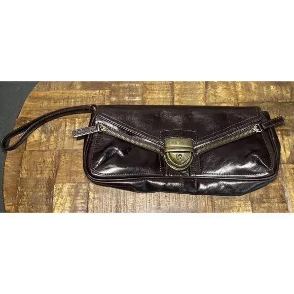 Nordstrom Vintage Brown Leather Clutch Purse Handbag Wristlet