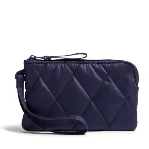 NWT Vera Bradley Essential Quilted Zip Wristlet Clutch Peacoat Navy Blue