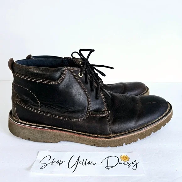 Clarks mens 15522 Brown Leather Lace‎ Up Boot Ortholite Cushion Sz 9 - Sh651.2
