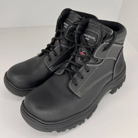 Skechers Mens 77143 Burgin Tarlac Steel Toe Industrial Leather Size 8 Work Boots