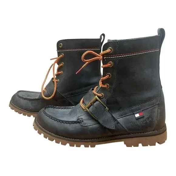 Tommy Hilfiger Narcisco Black Leather Boots Size 8