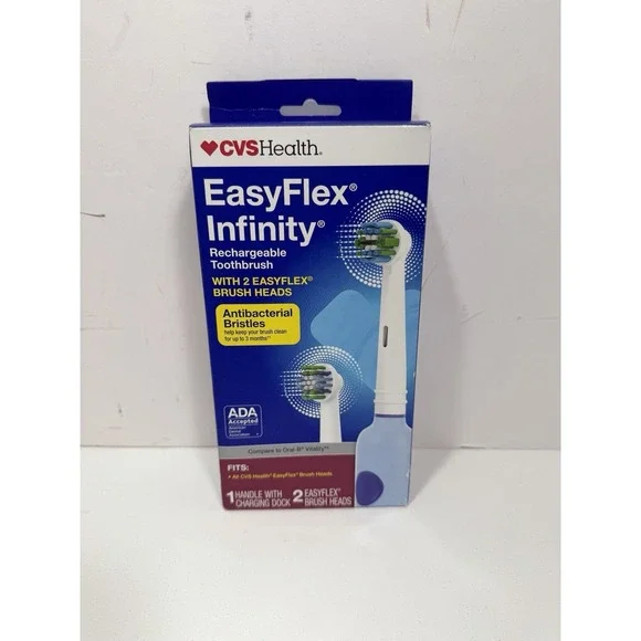 CVS‎ Easy Flex Infinity Rechargeable Toothbrush With 2 EasyFlex Brush Heads New