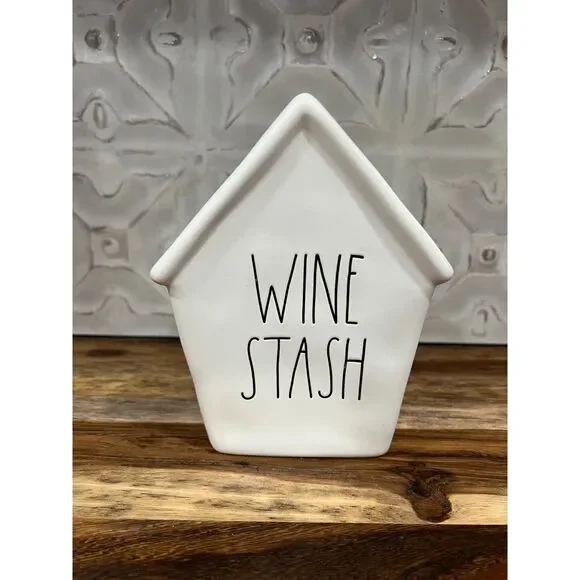 Rae Dunn Wine Stash Ceramic Bank House Shaped Magenta Collection NWOT