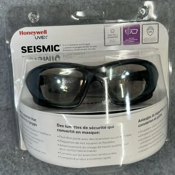Honeywell Uvex Seismic 2-in-1 Safety Glasses Anti-Fog ANSI Z87.1 RWS-51044
