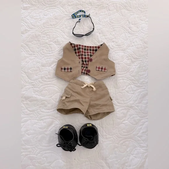 Vintage 90’s Build-A-Bear Bundle:Reversible‎ Vest, Shorts, Shoes, Sunglasses EUC