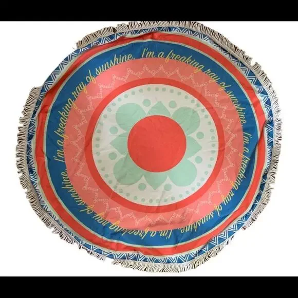 Beach or throw blanket! Circular and bright with “I’m a ray of freakin sunshine”