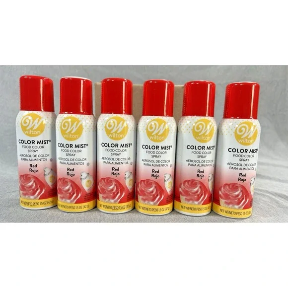 6 WILTON 1.5 Oz RED  COLOR MIST FOOD SPARY BAKING HOLIDAY WEDDING CAKES‎ cupcake